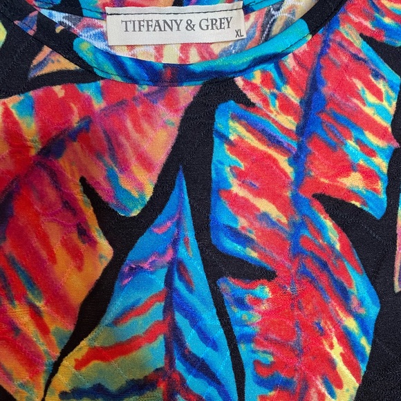 Brand New! Tiffany & Grey Multi-Colored Leaves Short Sleeve Dress size XL - Picture 9 of 9
